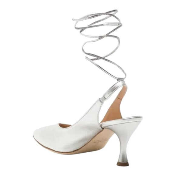 OROSCURO Gold Made In Italy Leather Slingback Heels - Picture 2 of 4